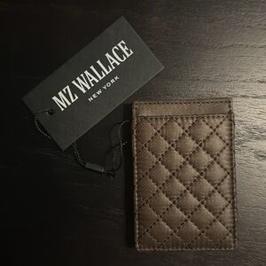 MZ Wallace Brown Quilted Crosby Slim Card Holder